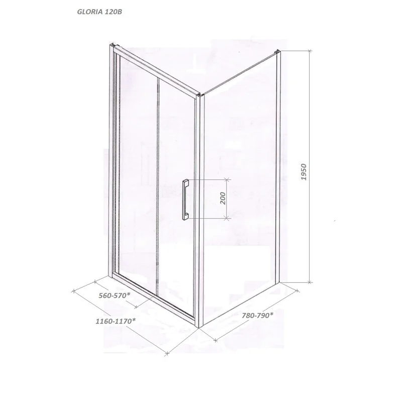 Ограждение GLORIA120B душевое Ceruttispa без поддона (80x120x195)
