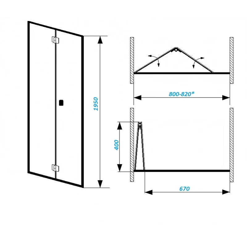 Дверь BELLA D81B душевая в нишу Ceruttispa (80х195)
