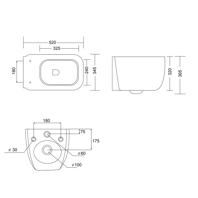 Унитаз ROMINA Aria Tornado подвесной безободковый со смывом торнадо Ceruttispa CT10613 (520х345х365)