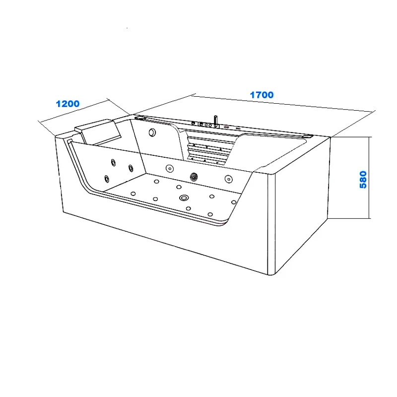 Ванна C-478A акриловая гидромассажная Ceruttispa (1700x1200x580)