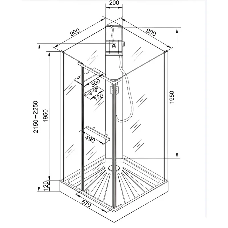 Кабина MiMi901B душевая Ceruttispa (90x90x215-225)