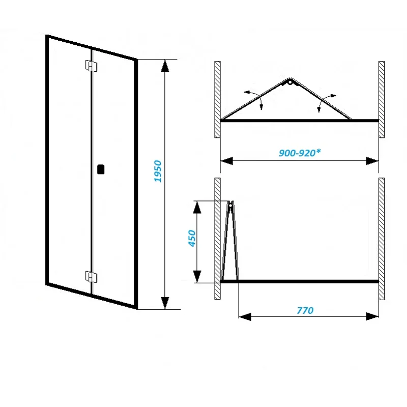 Дверь BELLA D91B душевая в нишу Ceruttispa (90х195)
