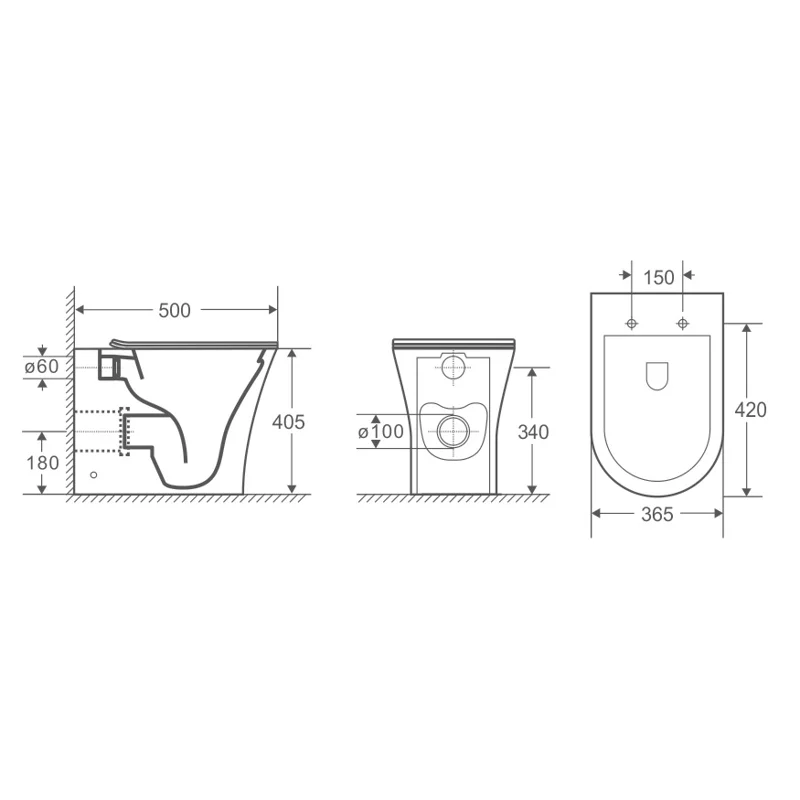 Унитаз ADIGE F приставной безободковый Ceruttispa CT8907 (500x365x405)