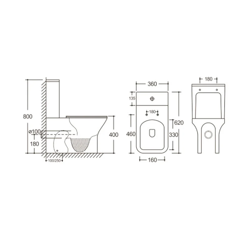 Унитаз ELLEROS напольный безободковый Ceruttispa CT10093 (620х360х800)