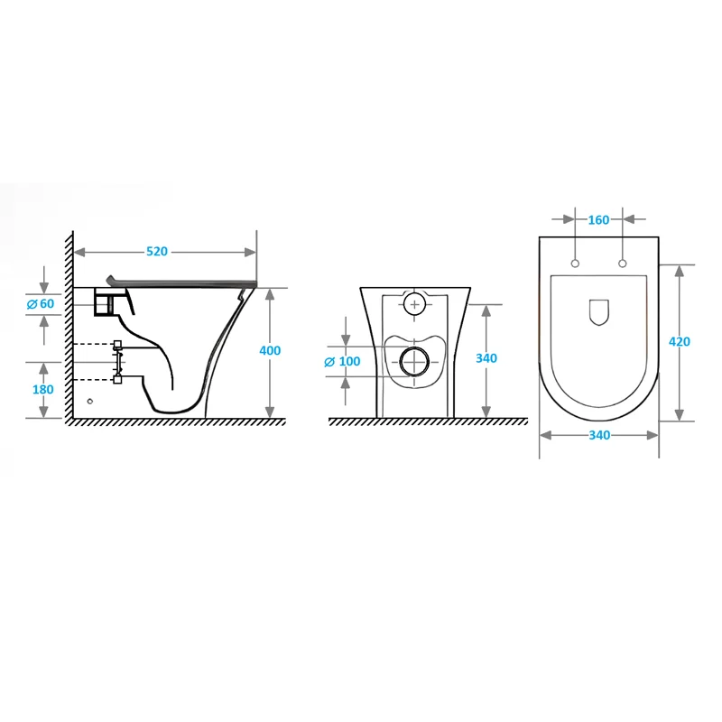 Унитаз BERNINA F приставной безободковый Ceruttispa CT7842 (520х340х400)
