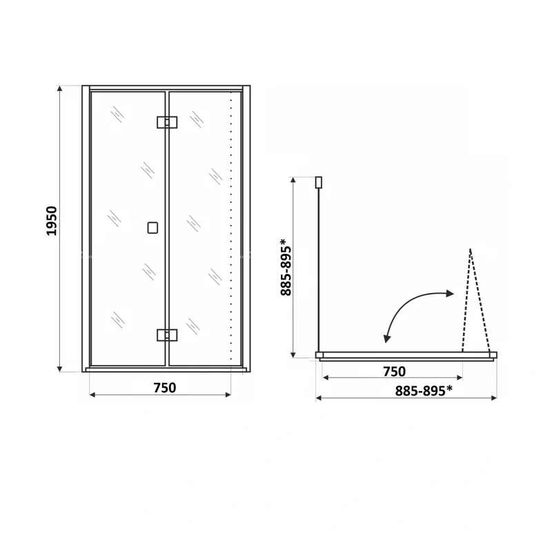 Ограждение BELLA ZQD91T душевое Ceruttispa без поддона (90х90х195)