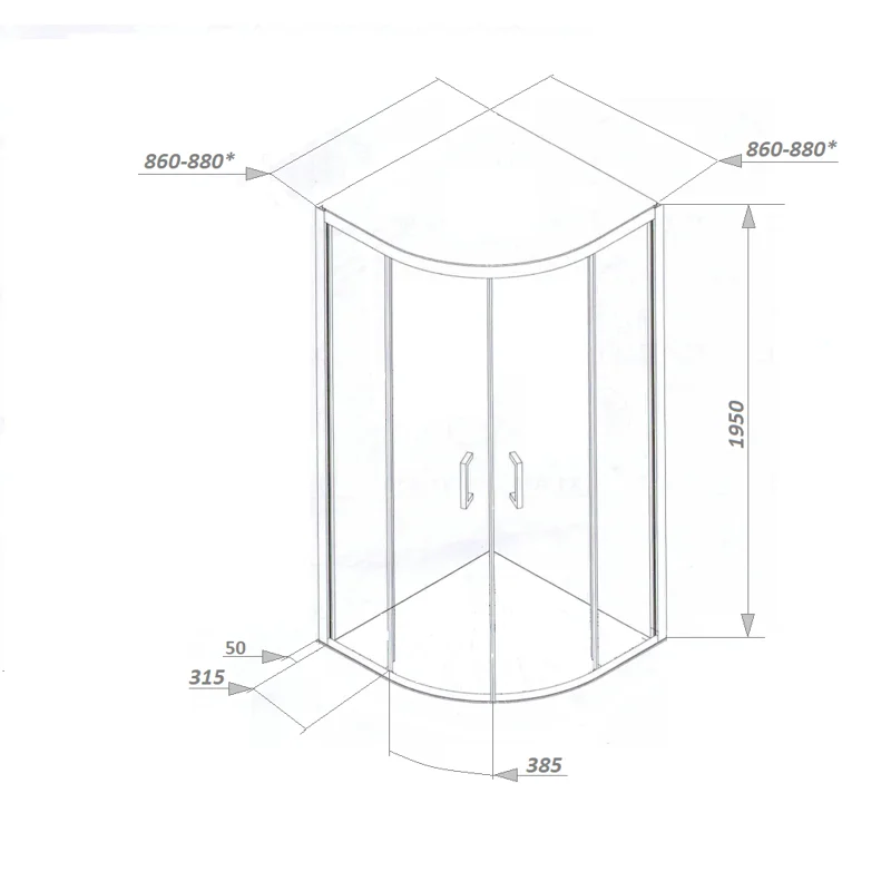 Ограждение VIVA90B душевое Ceruttispa без поддона (90x90x195)