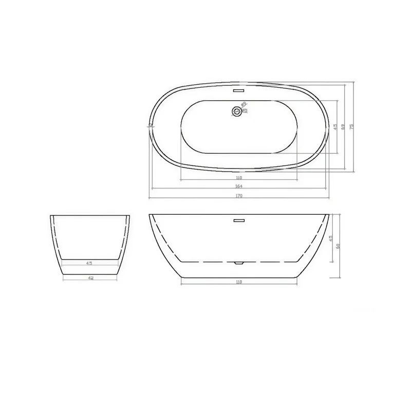 Ванна d'ISEO170II акриловая отдельностоящая Ceruttispa (1700x750x600)