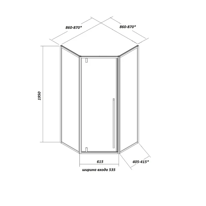 Ограждение C3AW душевое Ceruttispa без поддона (90x90x195)
