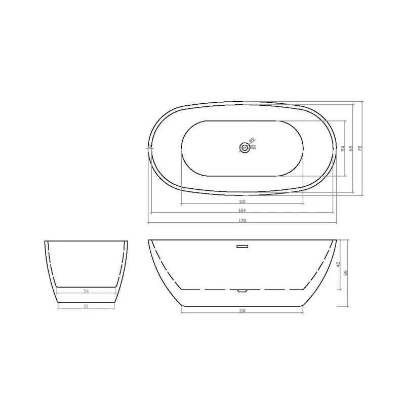 Ванна d'ISEO акриловая отдельностоящая Ceruttispa (1700x750x560)
