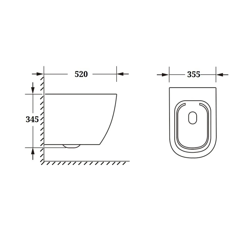 Унитаз CLIO Aria Tornado подвесной безободковый белый со смывом торнадо Ceruttispa CT10582 (525х355х335)