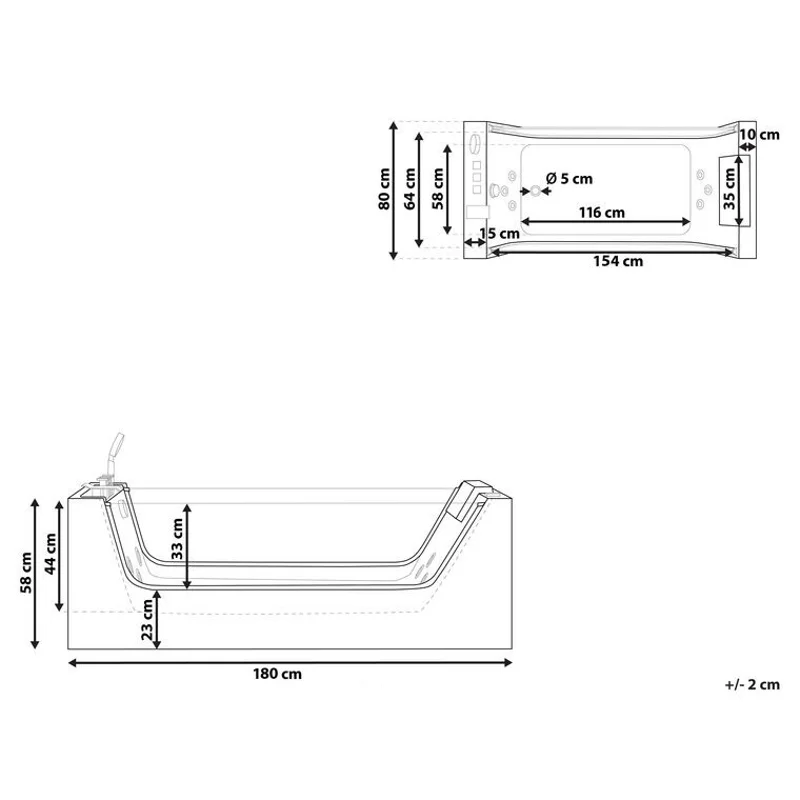 Ванна C-453A акриловая гидромассажная Ceruttispa (1800x800x580)