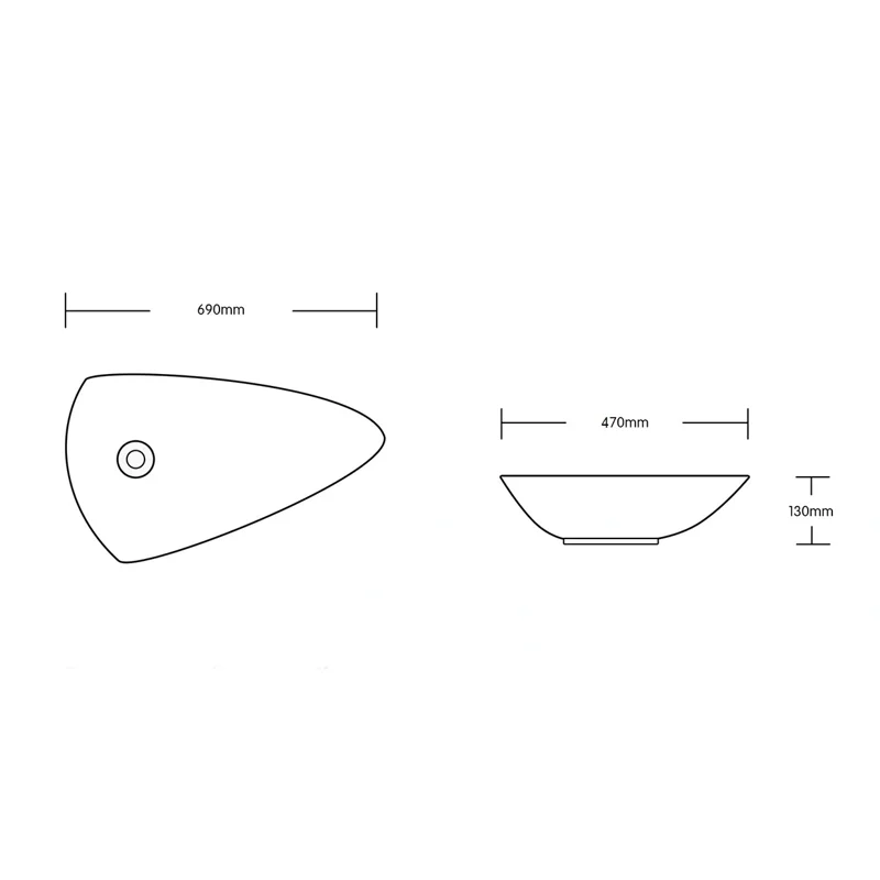 Раковина CR7014 накладная, белая, асимметричная 690х370х130 Ceruttispa