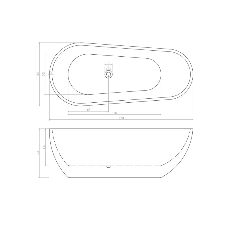 Ванна MIMI170  акриловая (1700x800x580) отдельностоящая, белая, со сливом-переливом Ceruttispa