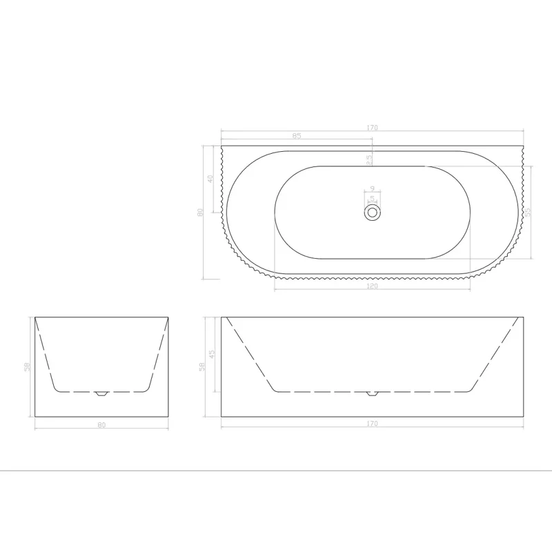 Ванна CEZA'S W акриловая отдельностоящая Ceruttispa (1700x800x580)