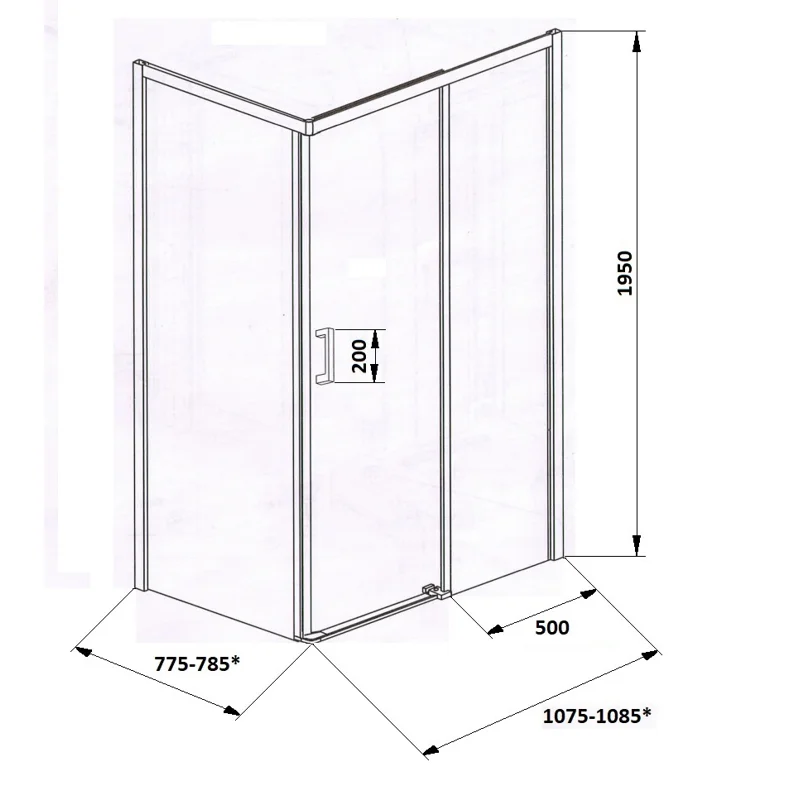 Ограждение VITO110-L душевое Ceruttispa без поддона (80x110x195)
