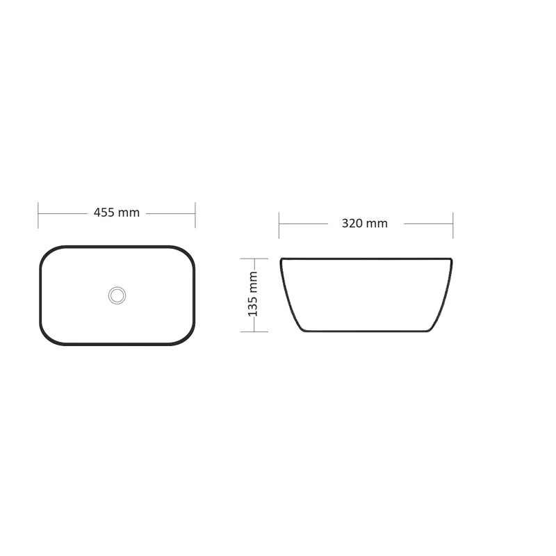 Раковина CR8215MMB накладная, мрамор матовый черный, прямоугольная 455х320х135 Ceruttispa