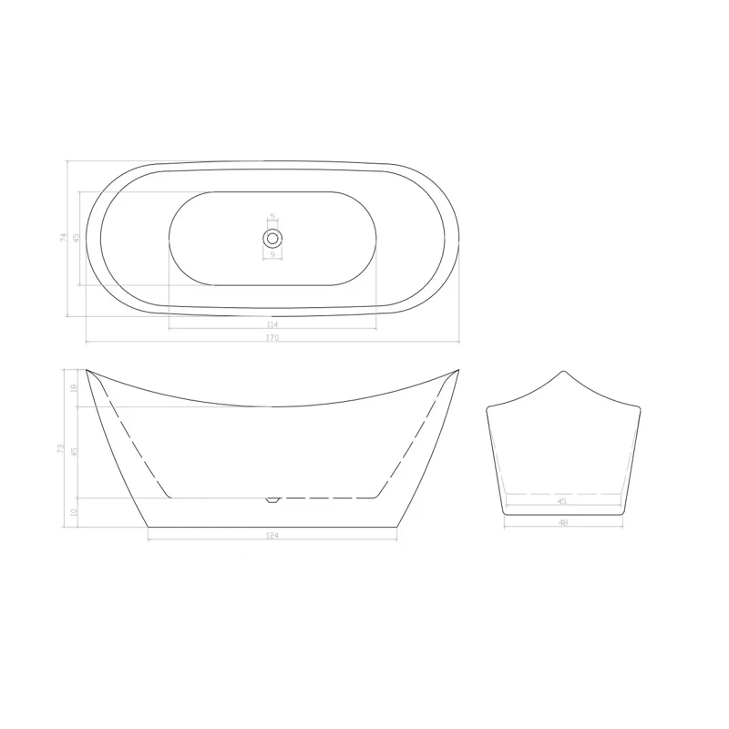 Ванна NEMI170II акриловая отдельностоящая Ceruttispa (1700x740x730)