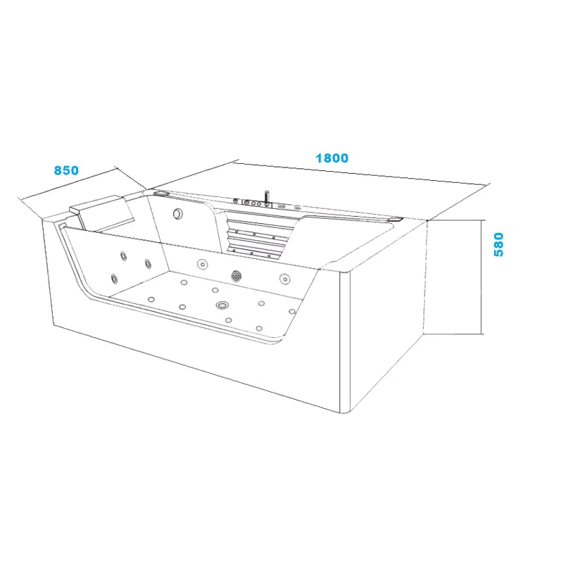 Ванна C-477-18A акриловая гидромассажная Ceruttispa (1800x850x580)