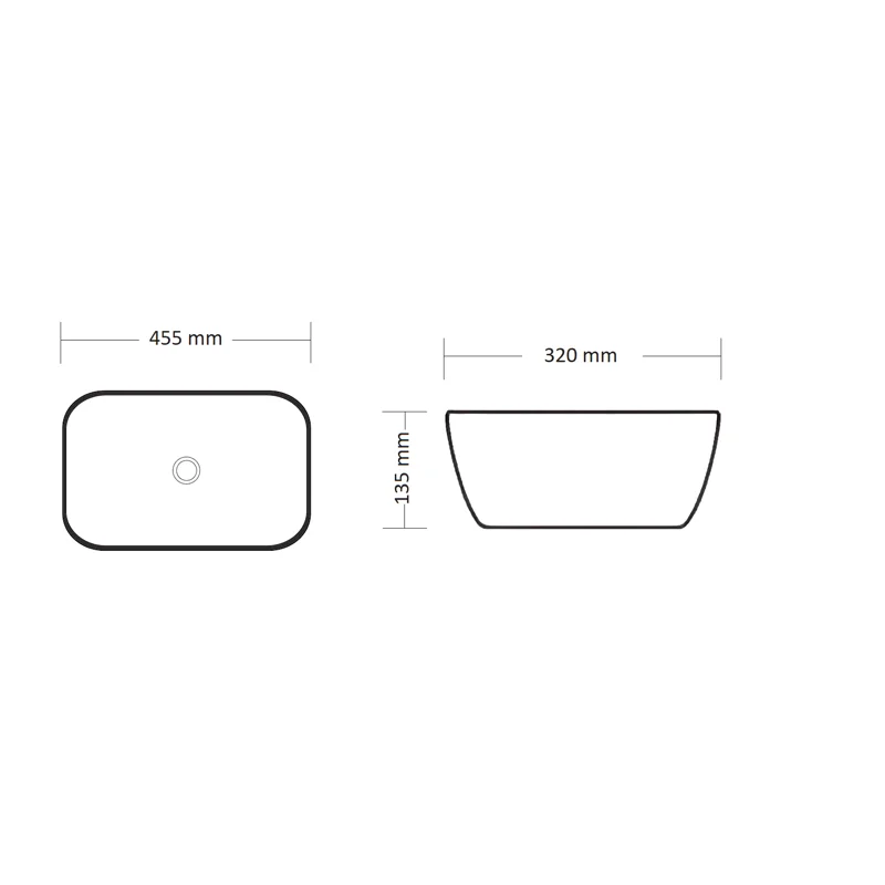 Раковина CR8215MMW накладная, мрамор матовый белый, прямоугольная 455х320х135 Ceruttispa