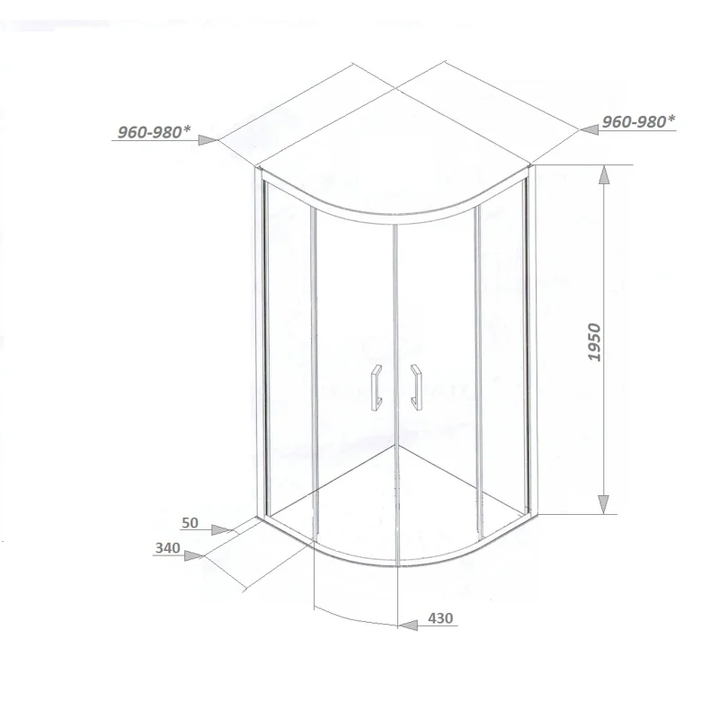 Ограждение VIVA100 душевое Ceruttispa без поддона (100x100x195)
