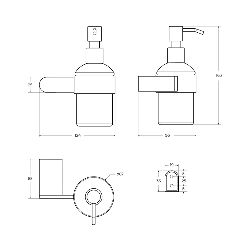 Диспенсер для мыла подвесной CEZARES STYLUS-SOIS-V-BORO
