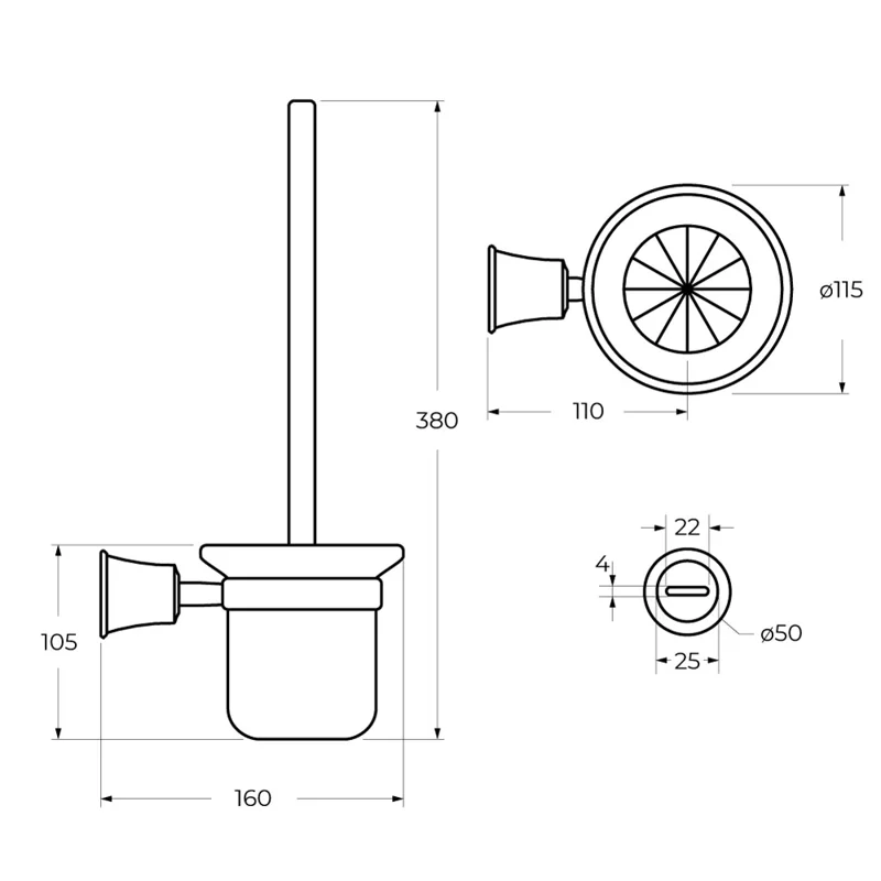 Щетка для унитаза подвесная CEZARES CZR-F-8990-BORO1