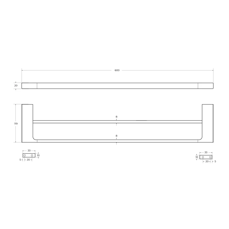 Полотенцедержатель двойной CEZARES SLIDER-THD-60-IN