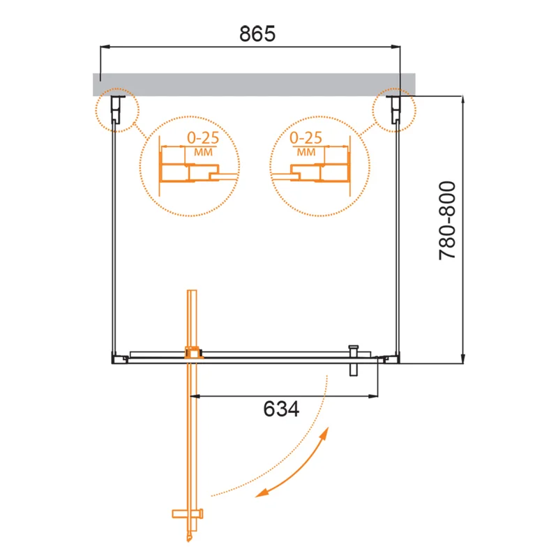 Душевой уголок Cezares MOLVENO-BA2-90/80-C-Cr-IV