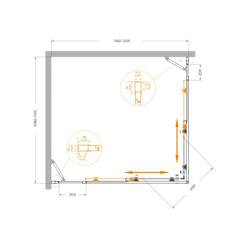 Душевой уголок Cezares MOLVENO-AH-22-120/110-P-Cr УГЛОВОЙ