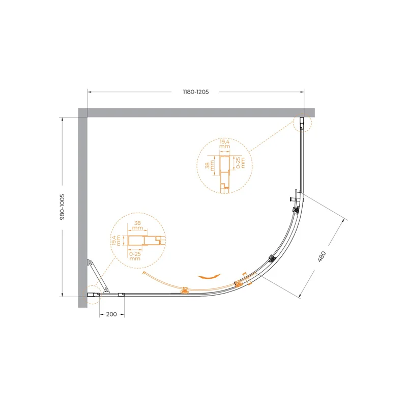 Душевой уголок Cezares MOLVENO-RH-1-120/100-C-Cr-IV