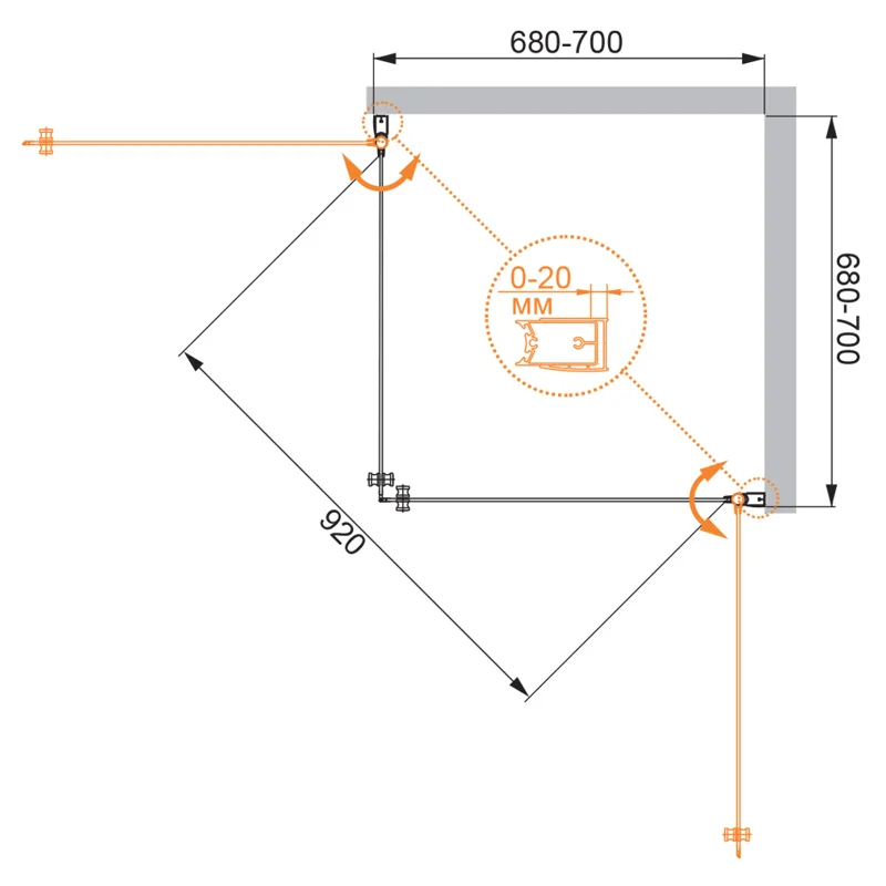 Душевой уголок Cezares ELENA-W-A-2-70-C-Cr