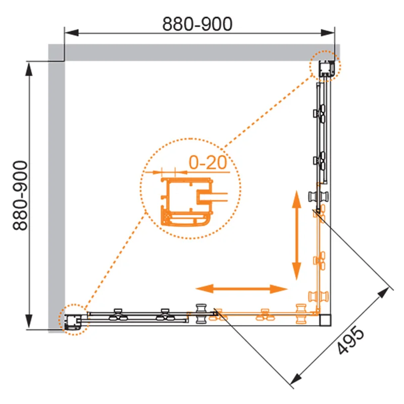 Душевой уголок Cezares ANIMA-W-A-2-90-C-Cr-IV