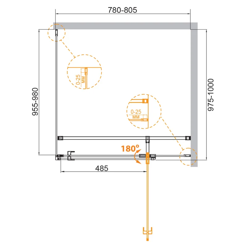 Душевой уголок Cezares VALVOLA-AH-1-80/100-C-Cr