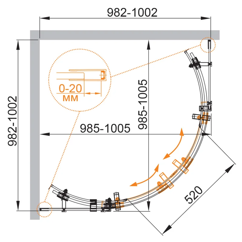 Душевой уголок Cezares STYLUS-O-M-R-2-100-C-Cr