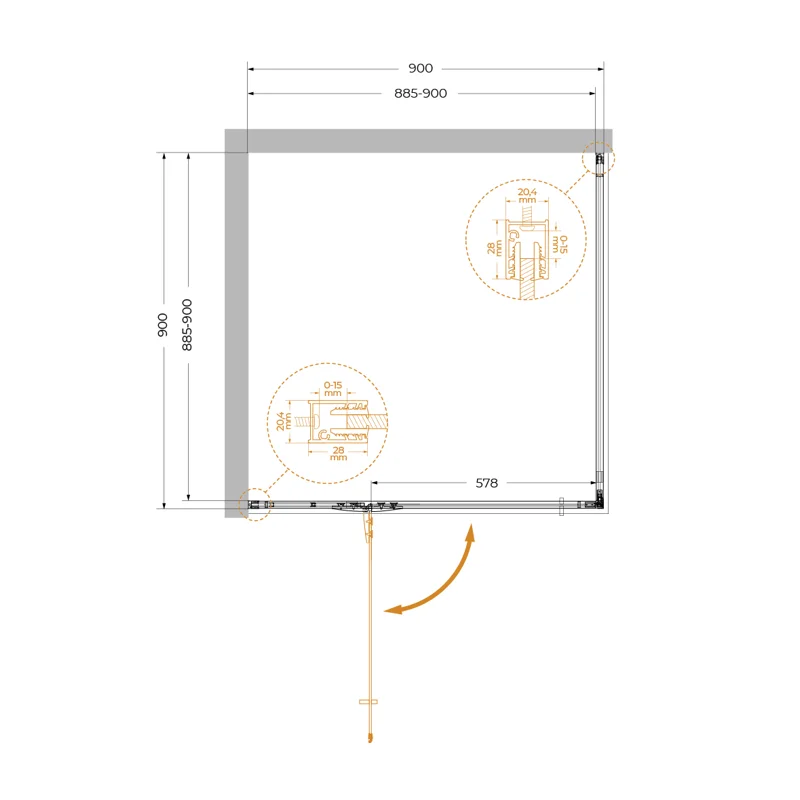 Душевой уголок Cezares LINER-A-1-90-C-Cr-L