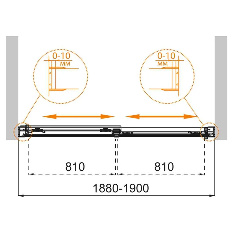 Душевая шторка на ванну CEZARES TANDEM-SOFT-VF-2-190/145-C-Cr-IV