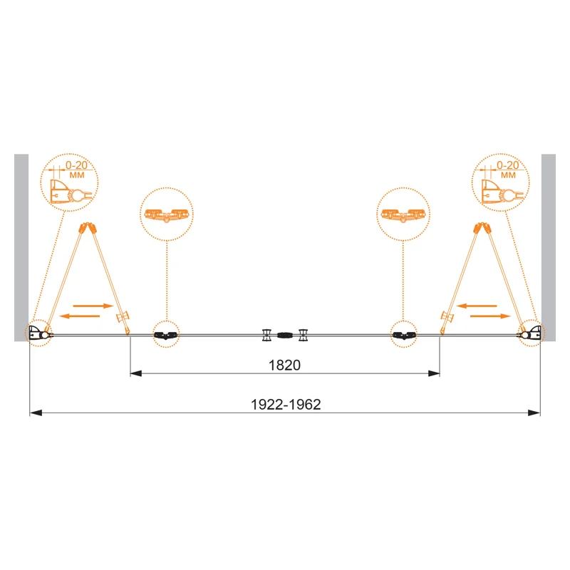 Душевая дверь CEZARES ELENA-W-BS-22-200-C-Cr