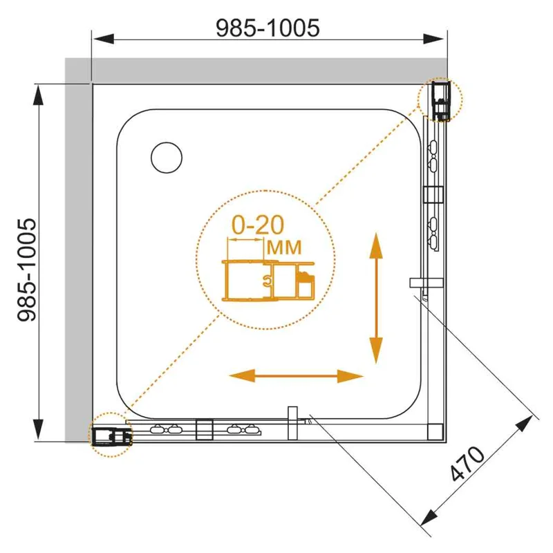 Душевой уголок Cezares MOMENTO-A-2-100-C-Cr