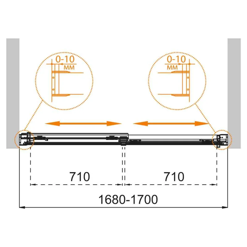 Душевая шторка на ванну CEZARES TANDEM-SOFT-VF-2-170/145-C-Cr-IV