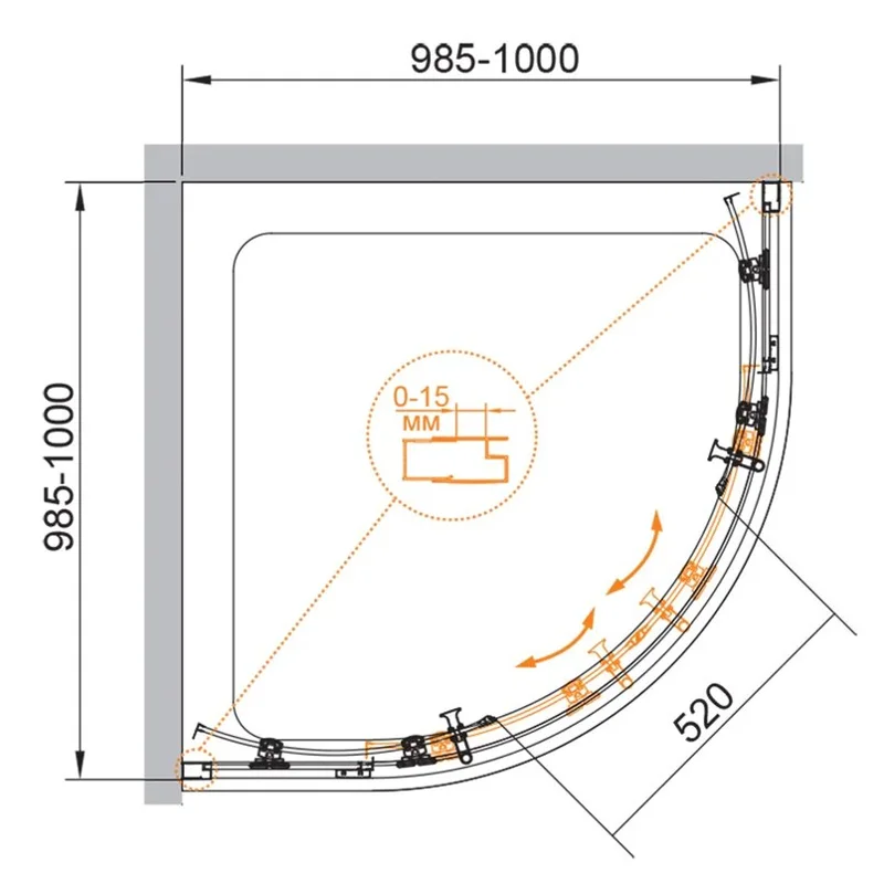 Душевой уголок Cezares ECO-O-R-2-100-C-NERO