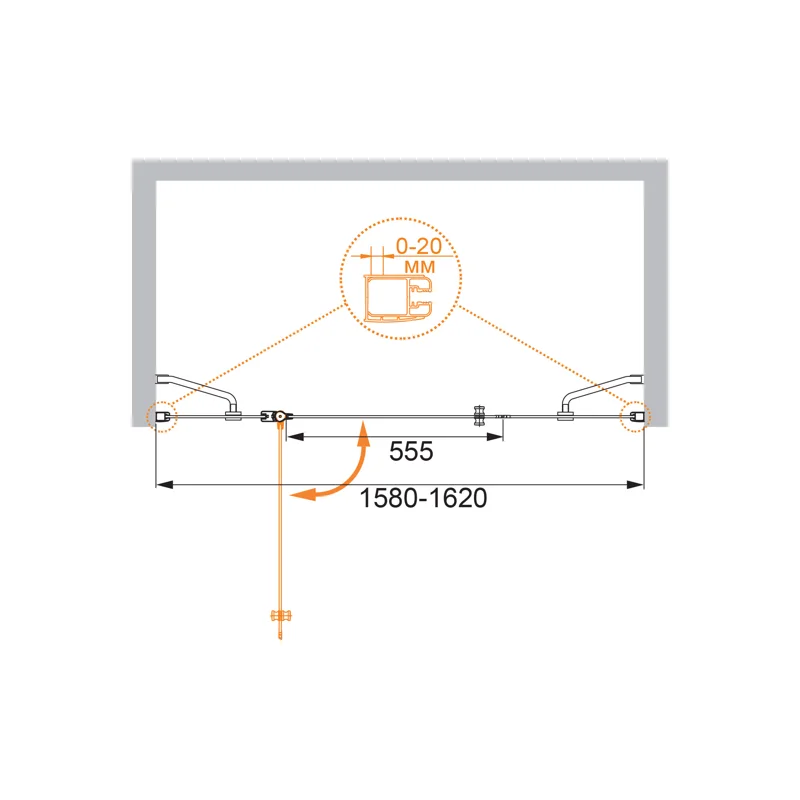 Душевая дверь CEZARES ELENA-W-B-13-60+60/40-P-Cr-L