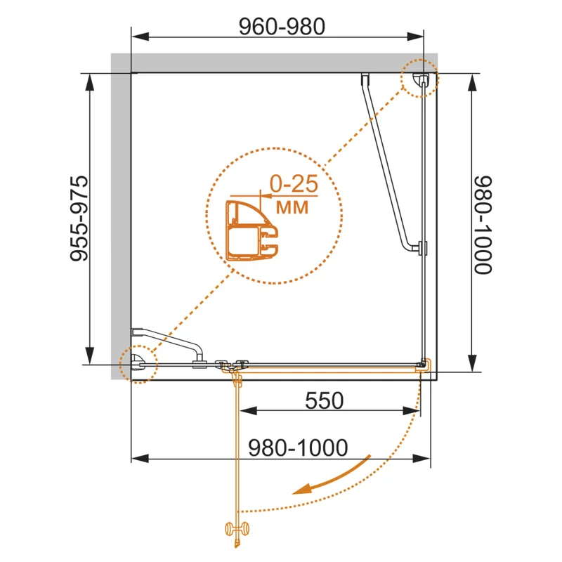 Душевой уголок Cezares VERONA-W-A-1-100-P-Cr-L