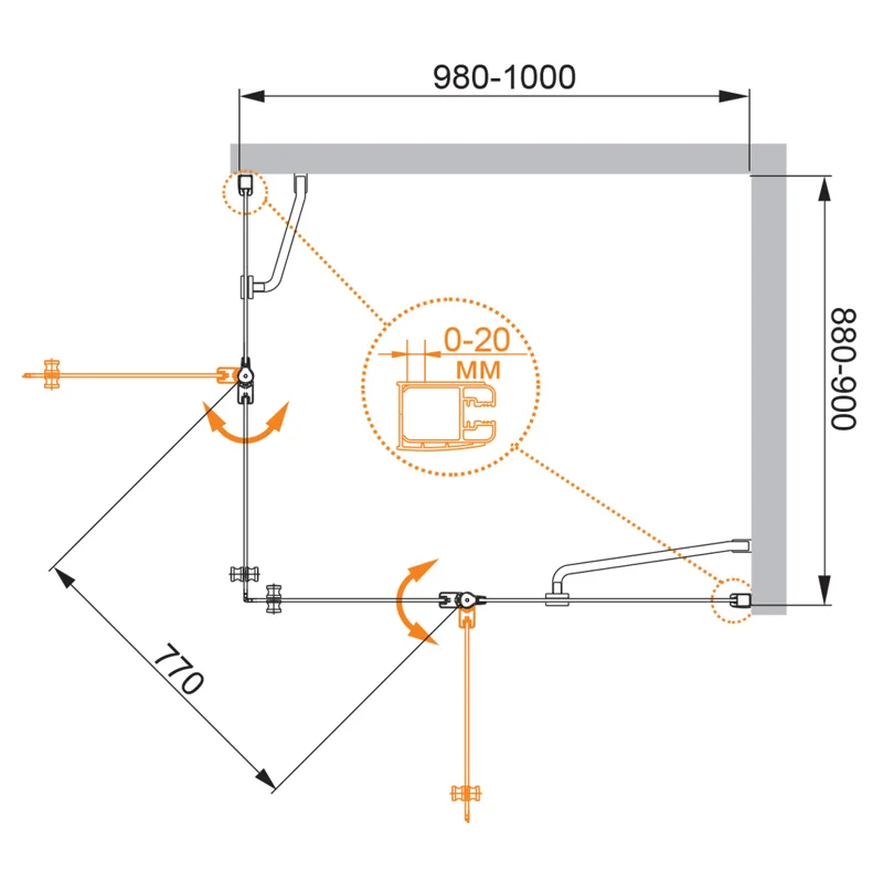 Душевой уголок Cezares ELENA-W-AH-2-100/90-P-Cr-R