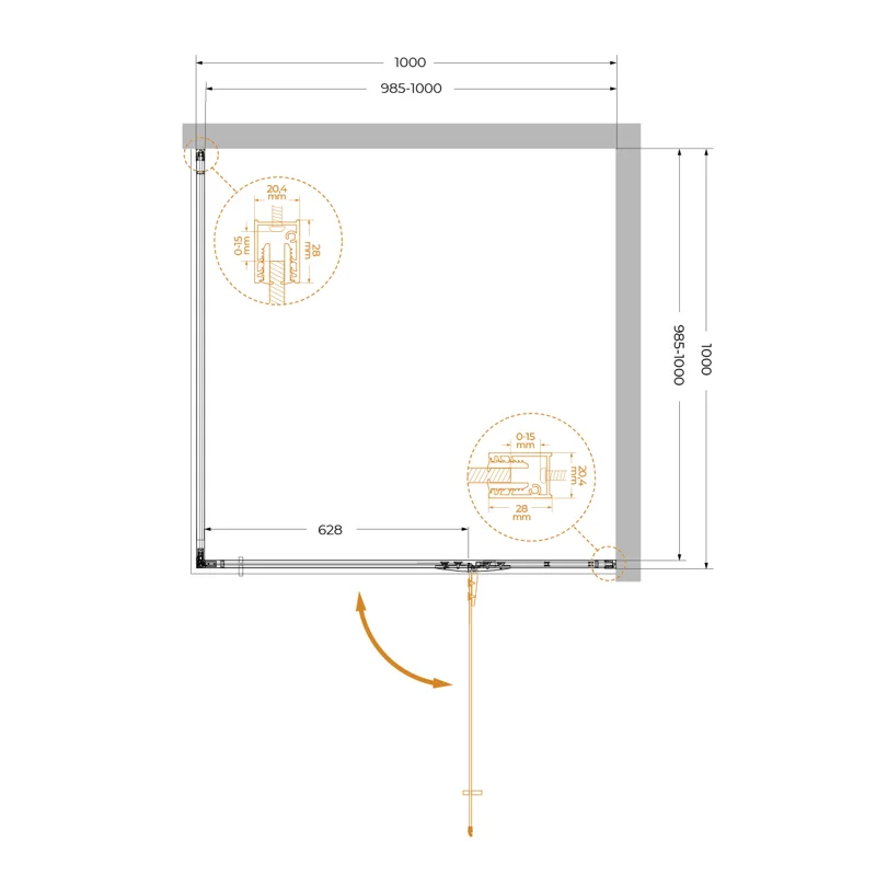 Душевой уголок Cezares LINER-A-1-100-C-Cr-R