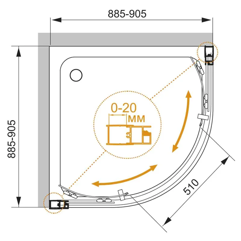 Душевой уголок Cezares MOMENTO-R-2-90-C-Cr