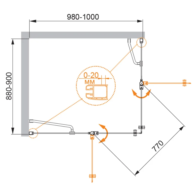 Душевой уголок Cezares ELENA-W-AH-2-100/90-C-Cr