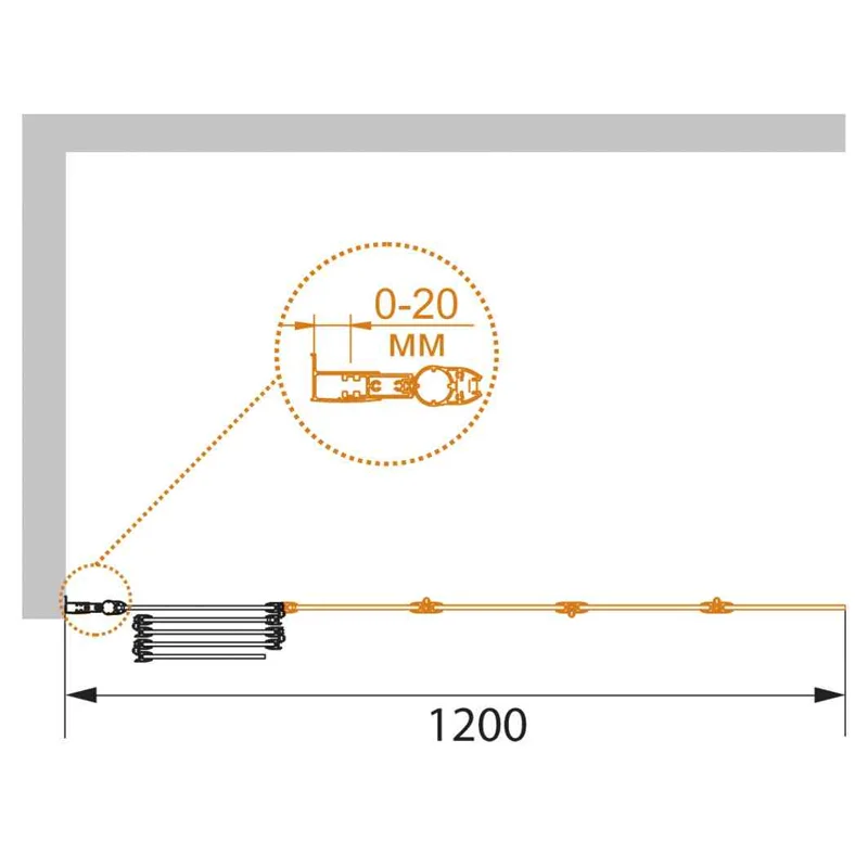 Шторка на ванну CEZARES PRATICO-V-5-120/140-C-Cr