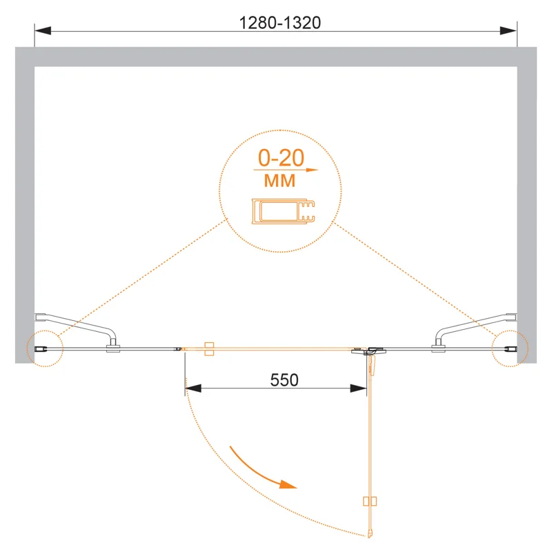 Душевая дверь CEZARES BERGAMO-W-B-13-40+60/30-C-Cr-R