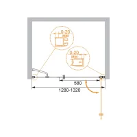 Душевая дверь CEZARES ELENA-W-B-11-60+70-P-Cr-R